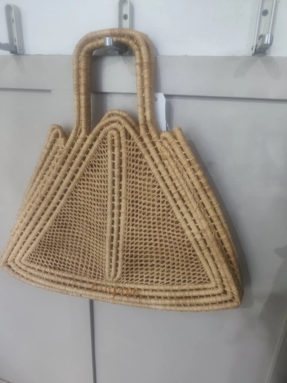Handwoven Straw Tote Bag in Natural Beige - Picture 3 of 4